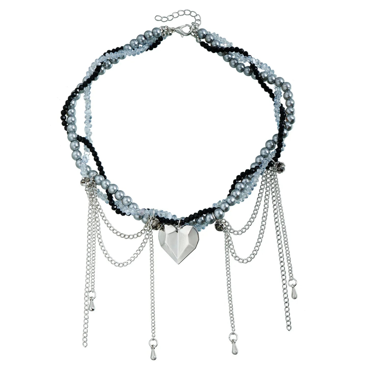 Layered Necklaces Heart Pendant Chain Jewellery Women Y2k Choker Glass Neck Collier Colar Feminino Cadenas Para Mujer for Girls