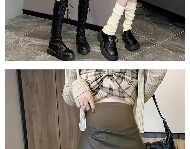 Irregular Bottoms PU Skirts for Maternity Autumn Winter Elastic Waist belly Pencil Clothes for Pregnant Women Youth Pregnancy