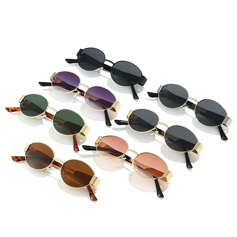 New Oval Frame Fashionable Sunglasses Metal Frame Personalized Sunglasses Ins Trendy Sunglasses For Friend Gifts