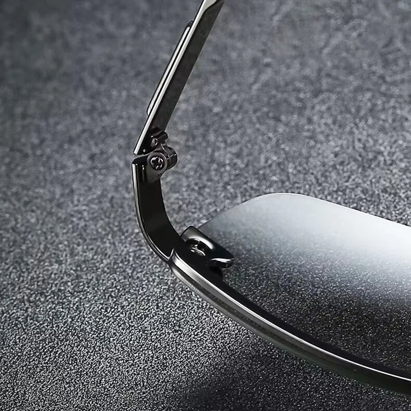 Men Sun Glasses Fishing Driving Fashion Sunglasses Anti-radiation Slim Light Changing Color Glasses Artistic Retro Metal Frame