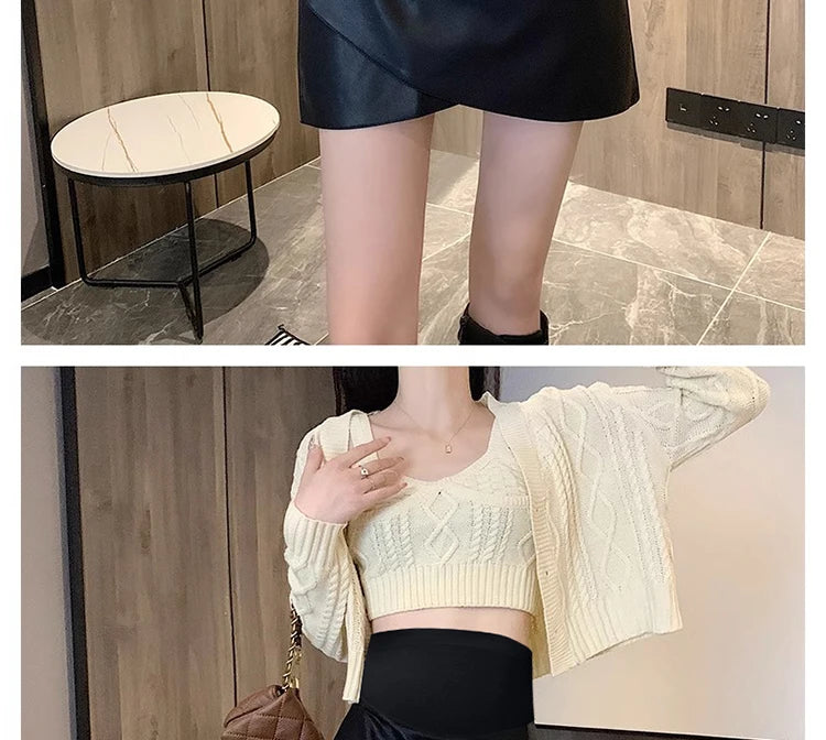Irregular Bottoms PU Skirts for Maternity Autumn Winter Elastic Waist belly Pencil Clothes for Pregnant Women Youth Pregnancy