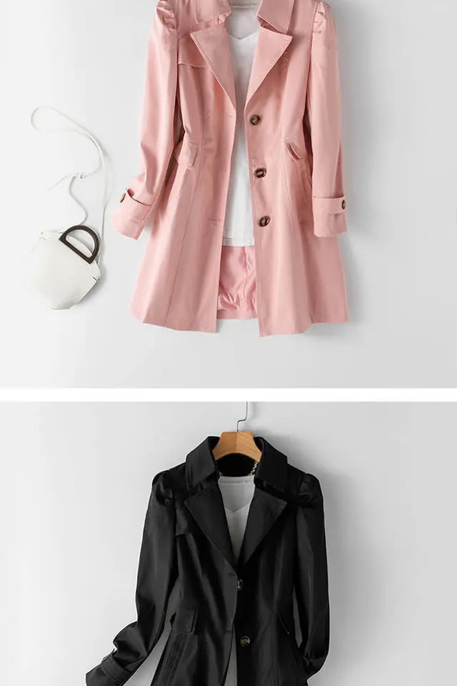 Trench Coat for Women 2025 Autumn Winter New Slim Women's Clothing Korean Double-breasted Small Mid-length Jacket