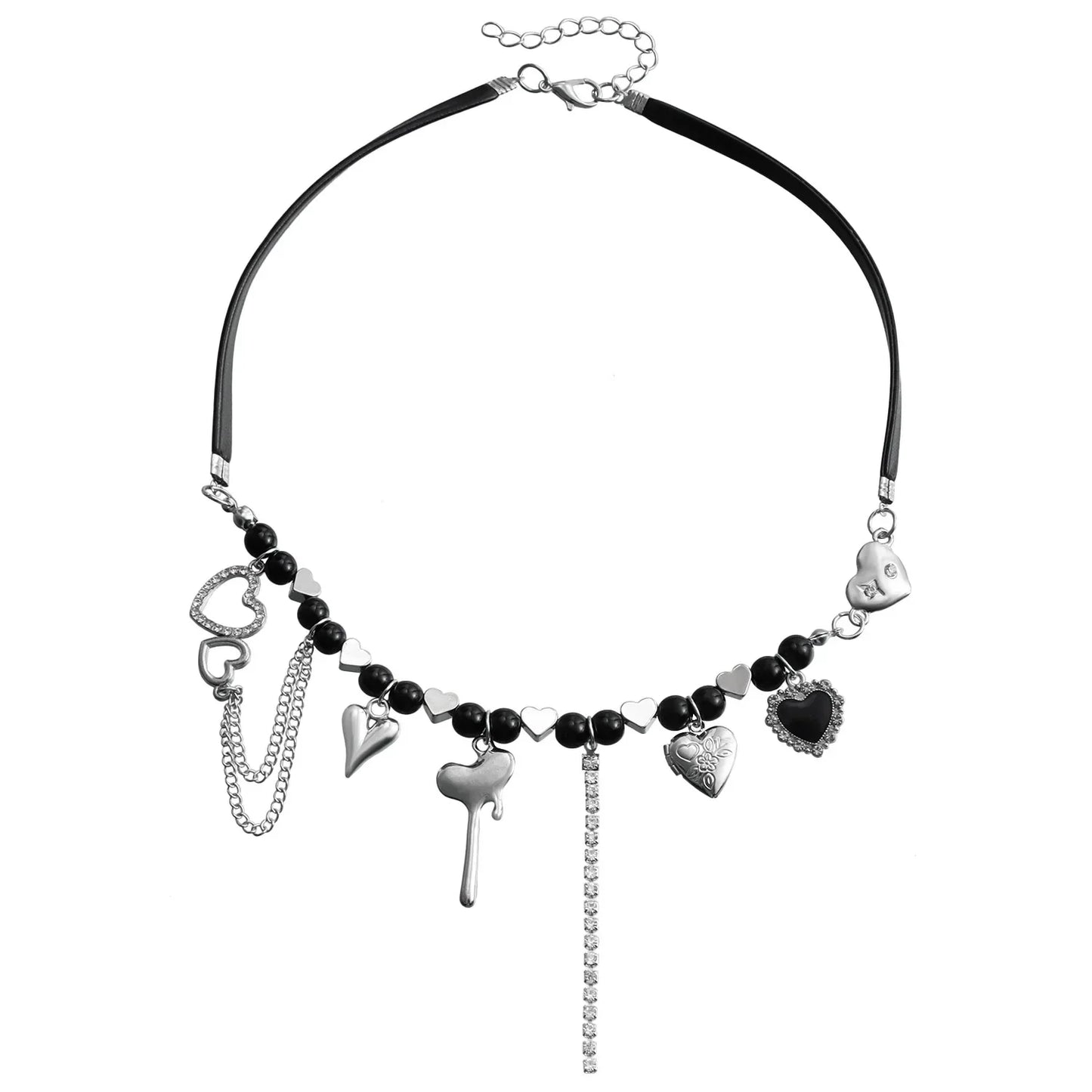 Layered Necklaces Heart Pendant Chain Jewellery Women Y2k Choker Glass Neck Collier Colar Feminino Cadenas Para Mujer for Girls