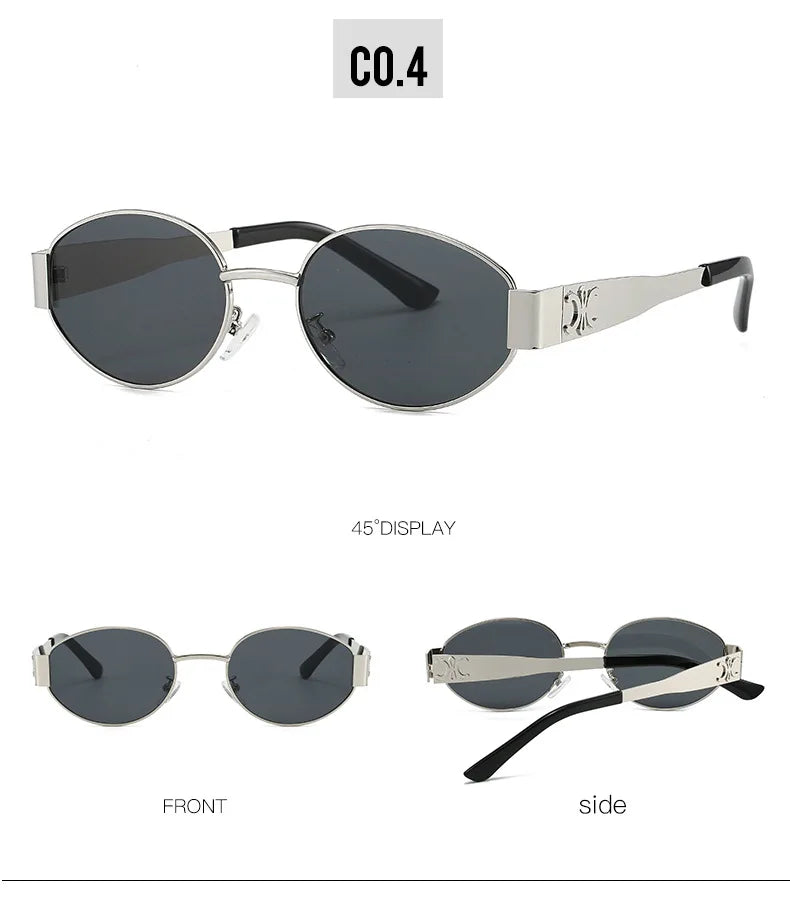 New Oval Frame Fashionable Sunglasses Metal Frame Personalized Sunglasses Ins Trendy Sunglasses For Friend Gifts