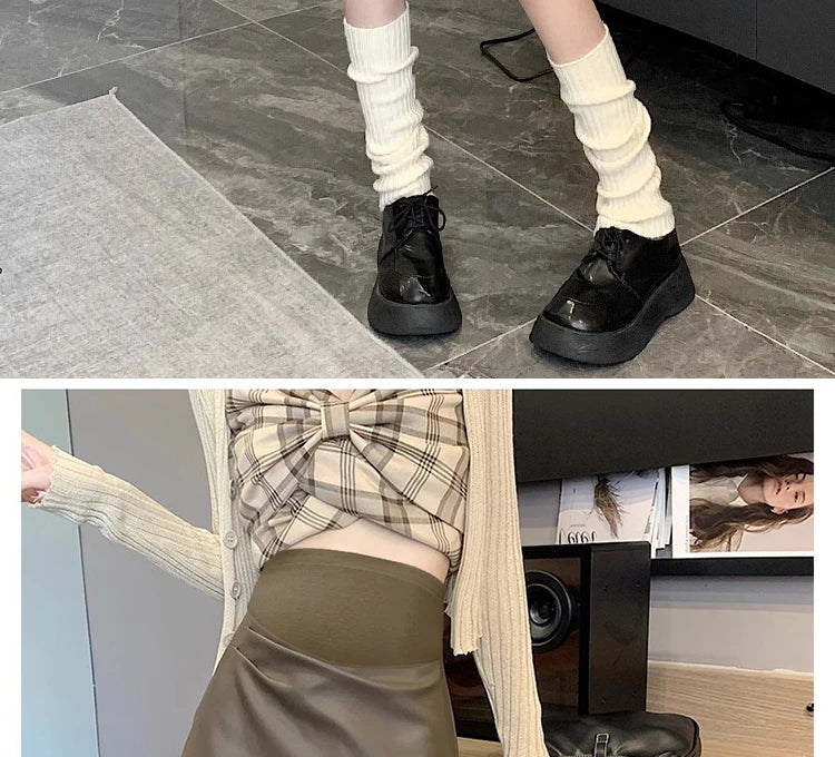 Irregular Bottoms PU Skirts for Maternity Autumn Winter Elastic Waist belly Pencil Clothes for Pregnant Women Youth Pregnancy