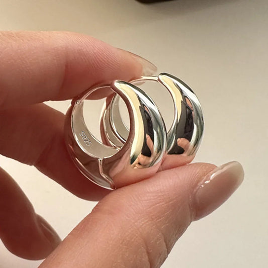 925 Sterling Silver Earrings For Women Trendy Simple Circle Handmade Earring Jewelry Prevent Allergy Party Accessories