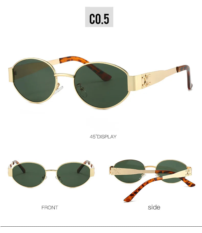 New Oval Frame Fashionable Sunglasses Metal Frame Personalized Sunglasses Ins Trendy Sunglasses For Friend Gifts