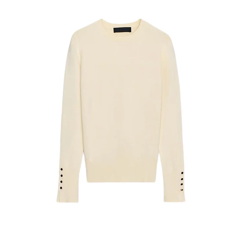 Winter New Women's Simple round Ne Long Sve Basic Flat Knitwear Top Polyester Fiber Casual Sle Faionable Girl's Clothes