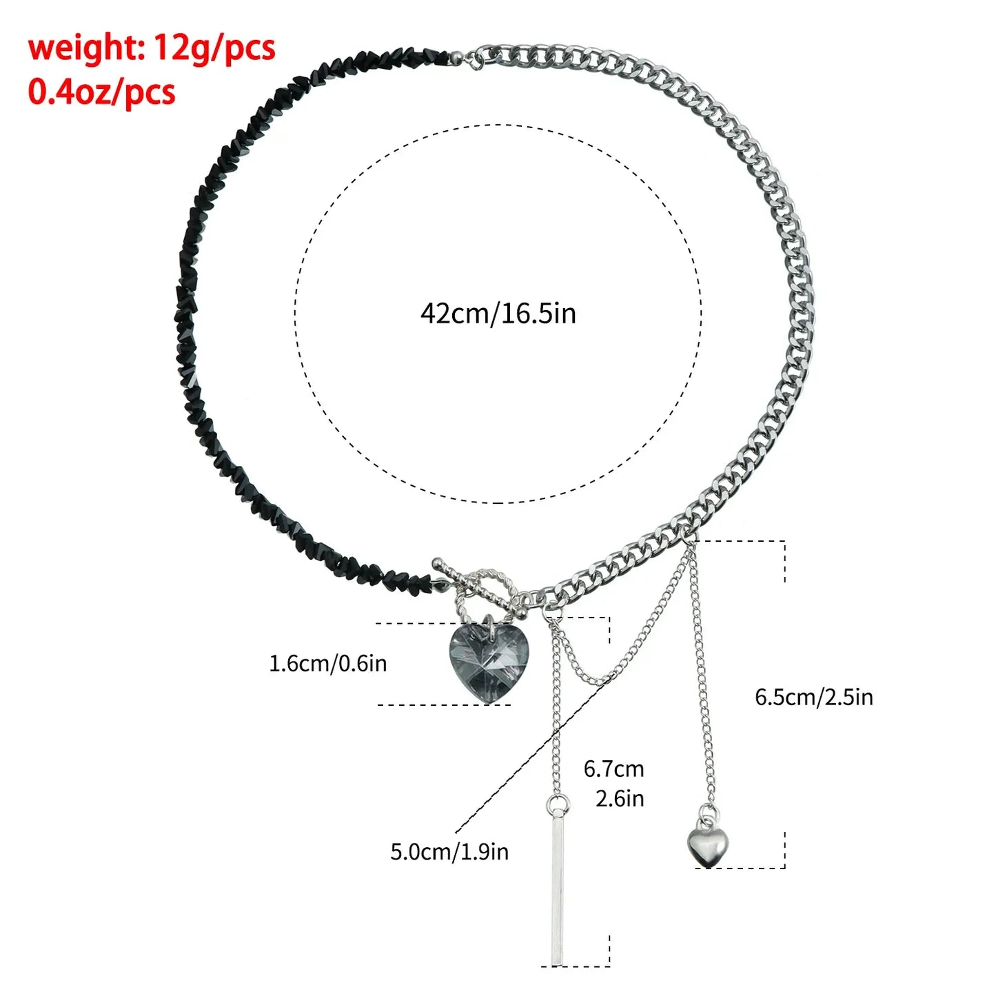 Layered Necklaces Heart Pendant Chain Jewellery Women Y2k Choker Glass Neck Collier Colar Feminino Cadenas Para Mujer for Girls