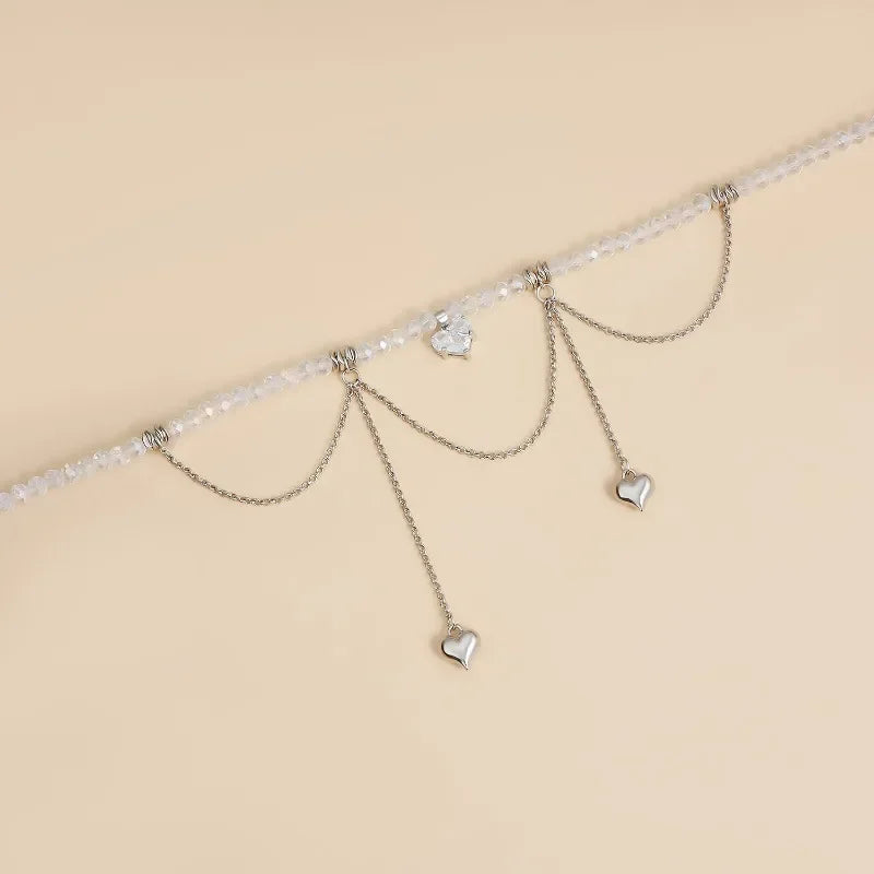 Layered Necklaces Heart Pendant Chain Jewellery Women Y2k Choker Glass Neck Collier Colar Feminino Cadenas Para Mujer for Girls