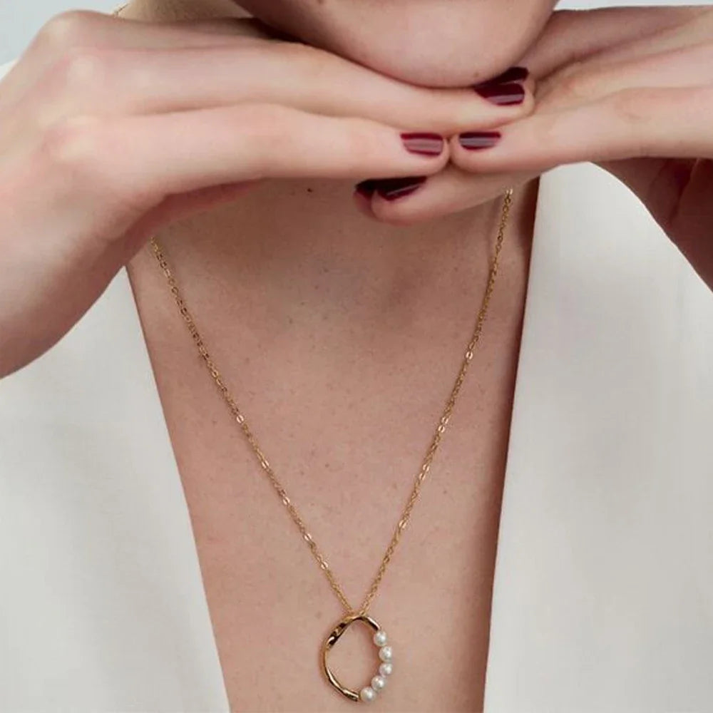 Sterling Silver 925 Gold Treated Freshwater Pearl Collection Earrings Necklace Rings for Women Fine Jewelry Gifts