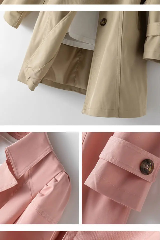 Trench Coat for Women 2025 Autumn Winter New Slim Women's Clothing Korean Double-breasted Small Mid-length Jacket
