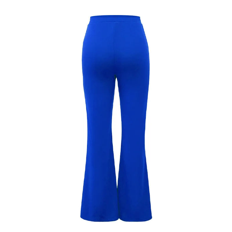 Women's Slim Bell-Bottoms Trousers Trendy Spring Autumn Pants Office Lady Solid Color Flared Trousers