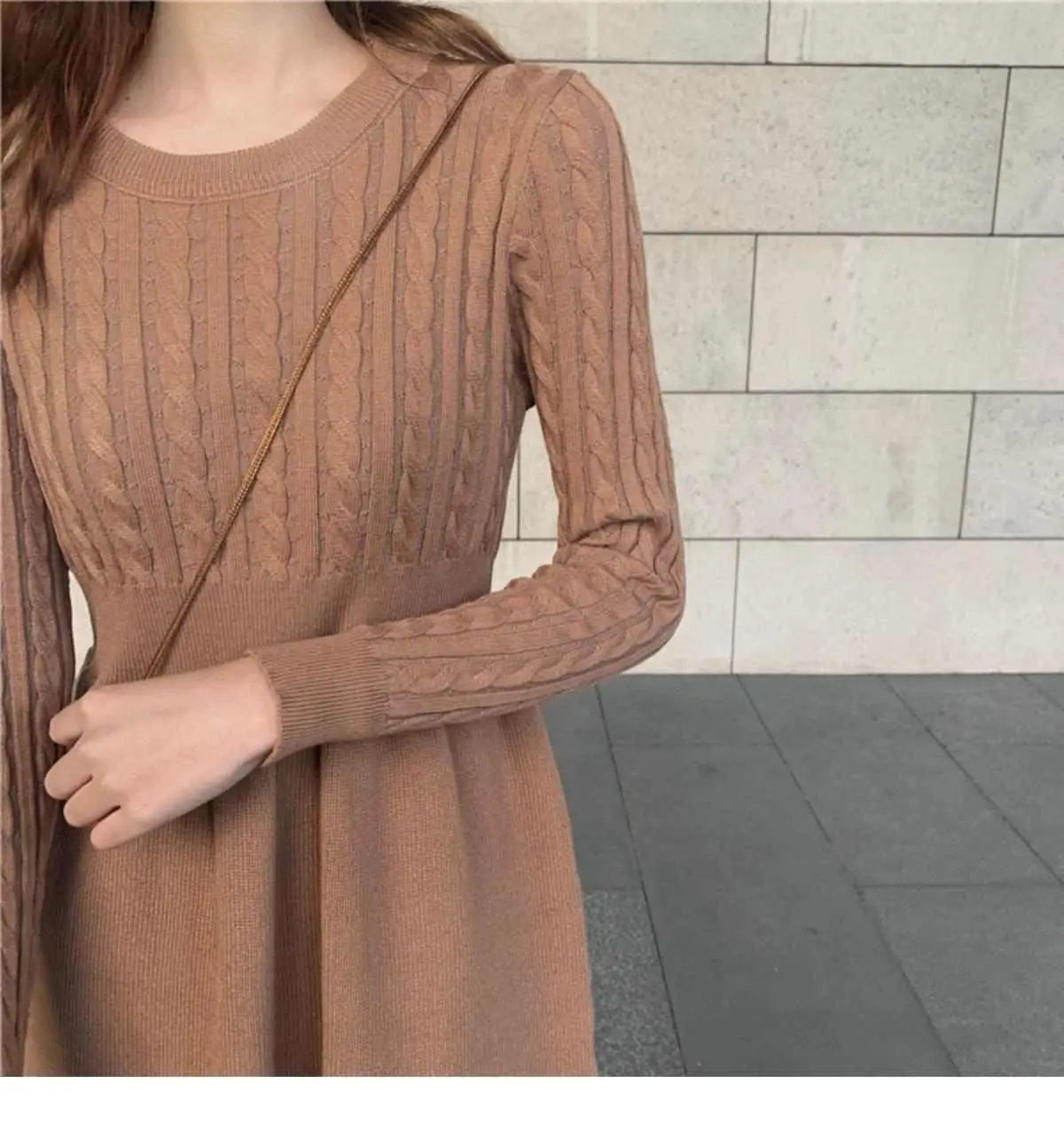 Knitted Dress for Women in Autumn Winter French Temperament Waist-hugging Base Underwear with Coat Sweater Skirt