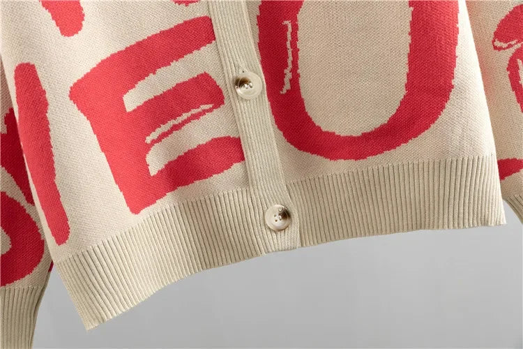 Knit Sweater 3 Piece Set Women Knitted Vest Cardigan Pencil Pants Suit Matching Sets Print Single Breasted Coat Knit Outfits