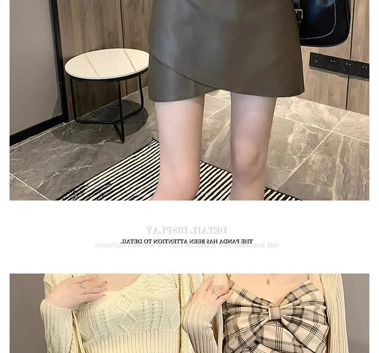 Irregular Bottoms PU Skirts for Maternity Autumn Winter Elastic Waist belly Pencil Clothes for Pregnant Women Youth Pregnancy