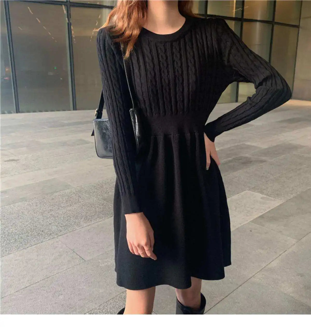 Knitted Dress for Women in Autumn Winter French Temperament Waist-hugging Base Underwear with Coat Sweater Skirt