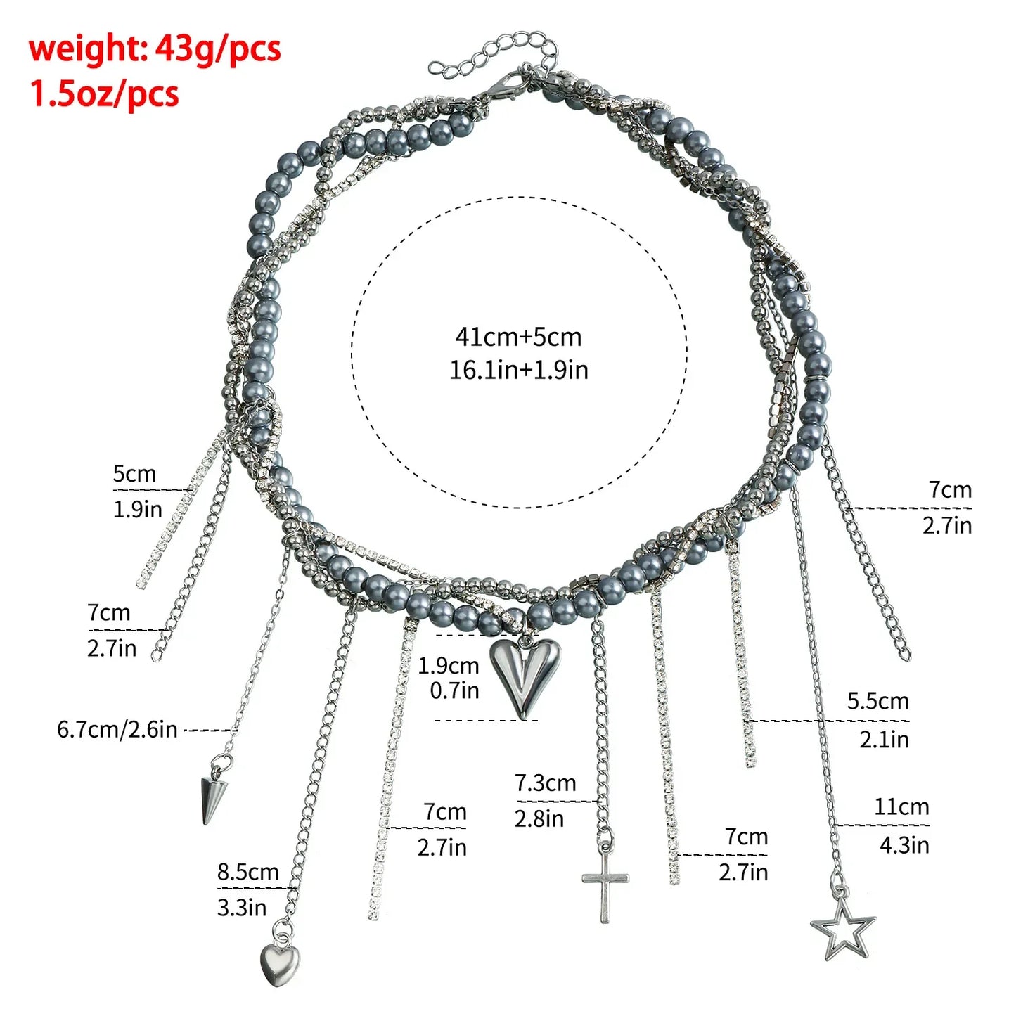 Layered Necklaces Heart Pendant Chain Jewellery Women Y2k Choker Glass Neck Collier Colar Feminino Cadenas Para Mujer for Girls