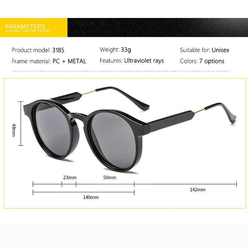 New Trendy Retro Sunglasses Texture Round Frame Sunglasses Fashion Sunglasses 3185