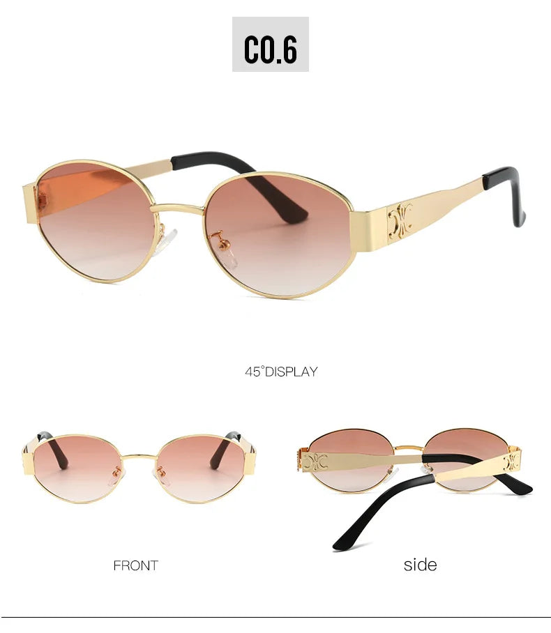 New Oval Frame Fashionable Sunglasses Metal Frame Personalized Sunglasses Ins Trendy Sunglasses For Friend Gifts