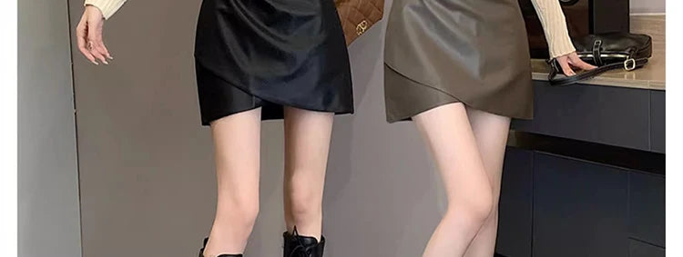 Irregular Bottoms PU Skirts for Maternity Autumn Winter Elastic Waist belly Pencil Clothes for Pregnant Women Youth Pregnancy