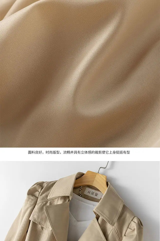 Trench Coat for Women 2025 Autumn Winter New Slim Women's Clothing Korean Double-breasted Small Mid-length Jacket