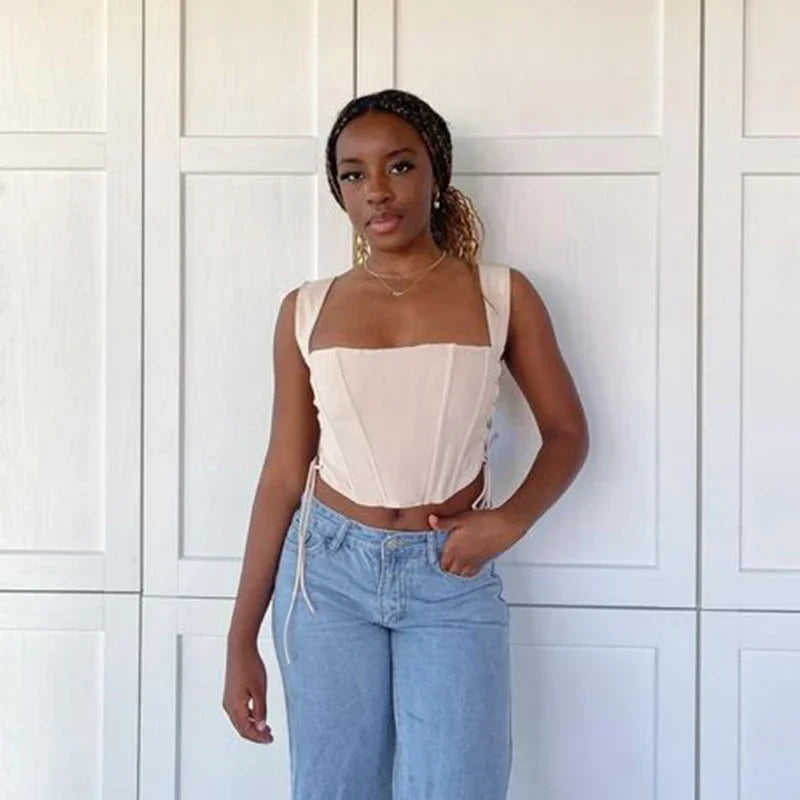 Corset Top Sexy Lingerie for Women Ladies Summer Strap Tanks Bustiers Bodysuit Top Women Sexy Backless Bandage Skinny Crop