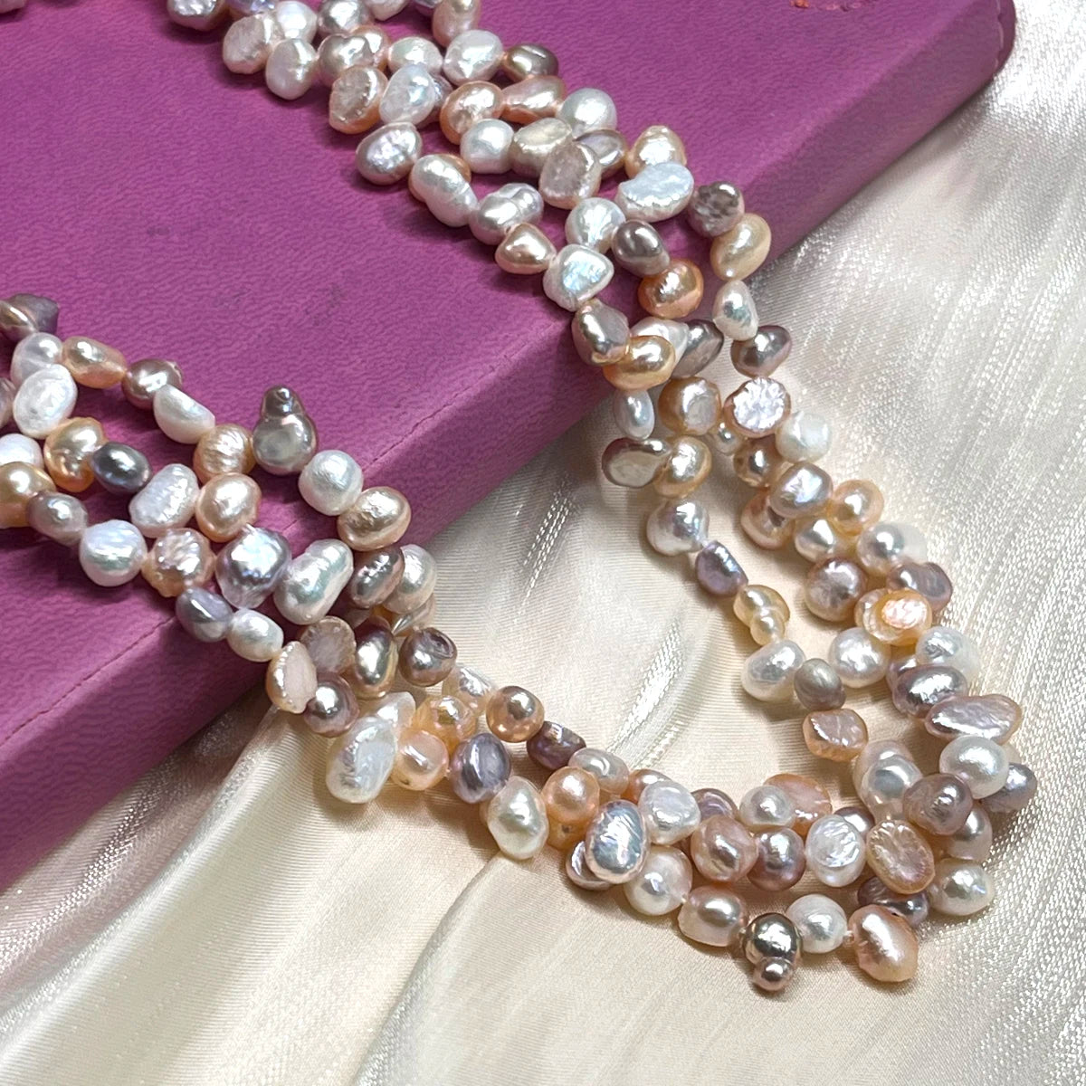 Colored Baroque Pearl Natural Freshwater Pearl 3*7 Hole Isolation Pearl For Jewelry Making DIY Necklace Earrings Bracelet