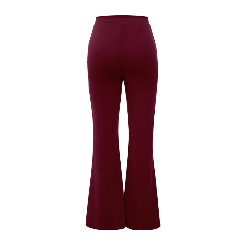 Women's Slim Bell-Bottoms Trousers Trendy Spring Autumn Pants Office Lady Solid Color Flared Trousers