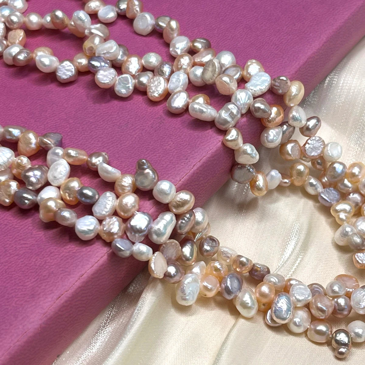 Colored Baroque Pearl Natural Freshwater Pearl 3*7 Hole Isolation Pearl For Jewelry Making DIY Necklace Earrings Bracelet