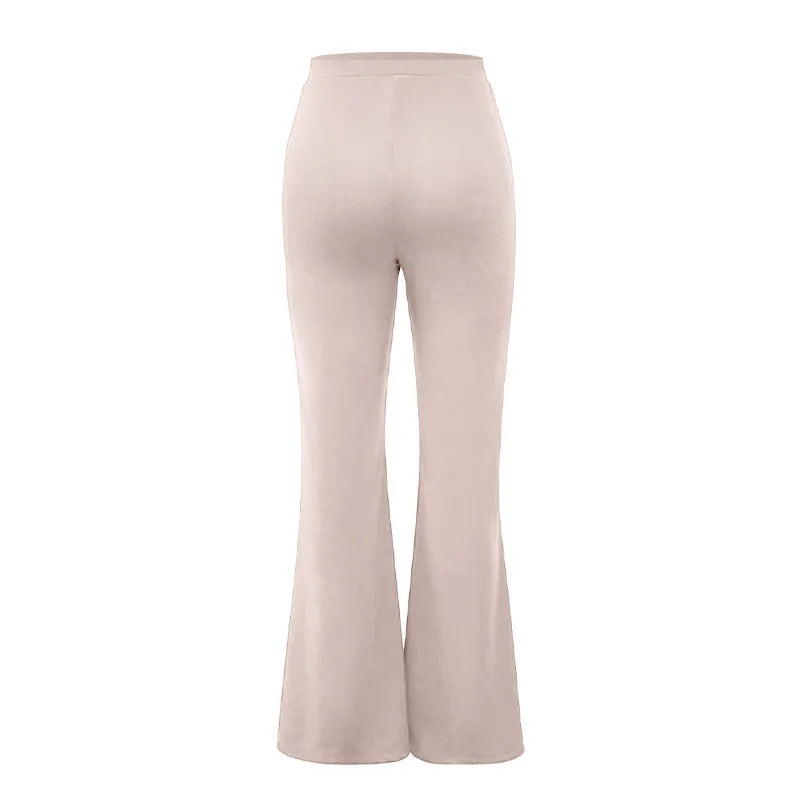 Women's Slim Bell-Bottoms Trousers Trendy Spring Autumn Pants Office Lady Solid Color Flared Trousers