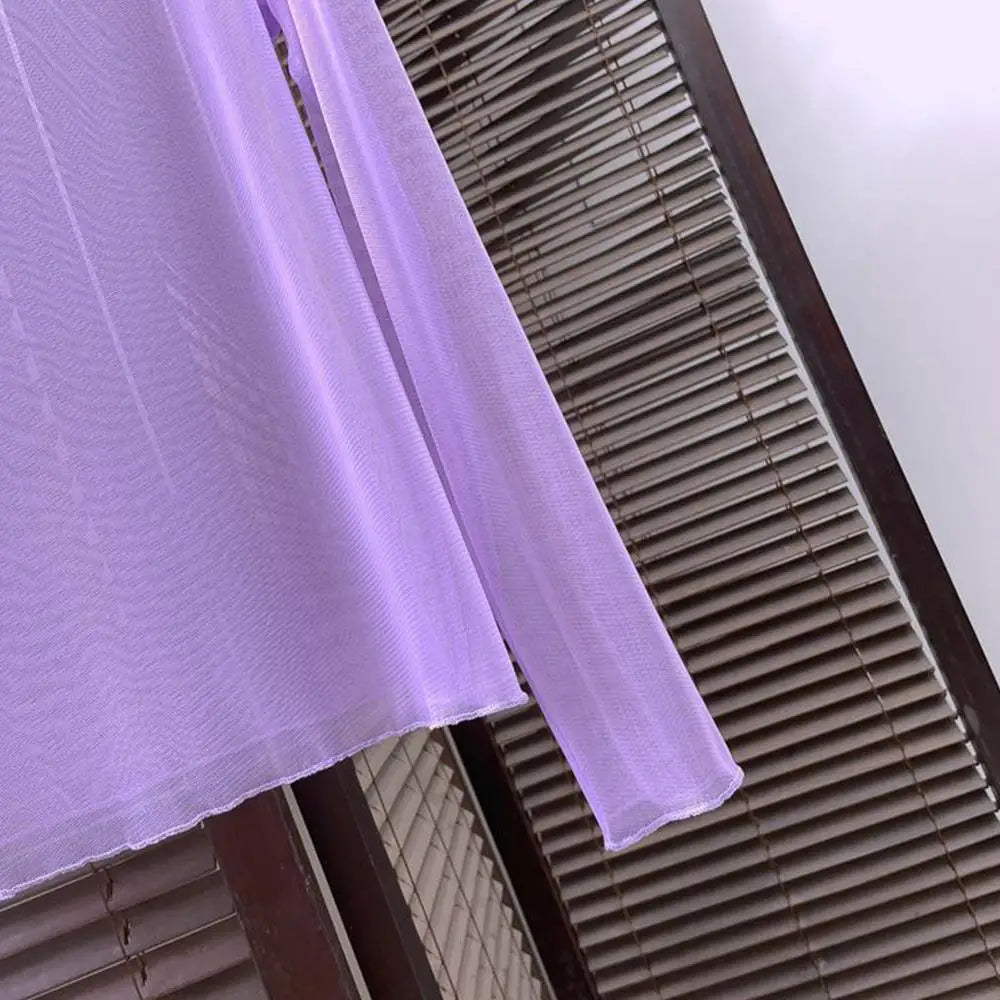 Sexy Mesh Long Sleeve T Shirt Solid Turtleneck Transparent Mesh Tops Long Sleeve Ladies T-Shirts Women Clothing Girls Basic Tops