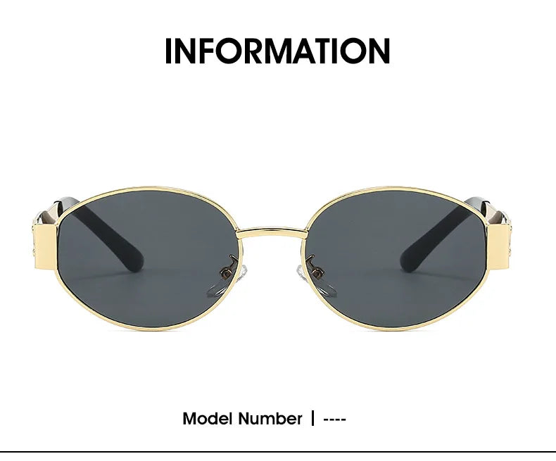 New Oval Frame Fashionable Sunglasses Metal Frame Personalized Sunglasses Ins Trendy Sunglasses For Friend Gifts