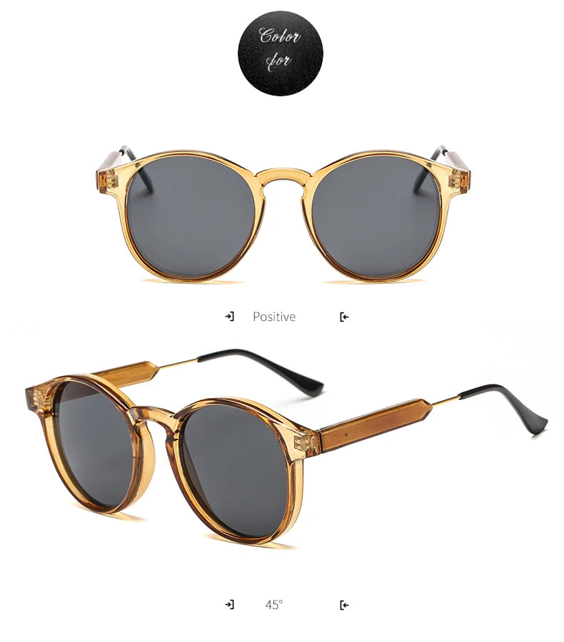 New Trendy Retro Sunglasses Texture Round Frame Sunglasses Fashion Sunglasses 3185