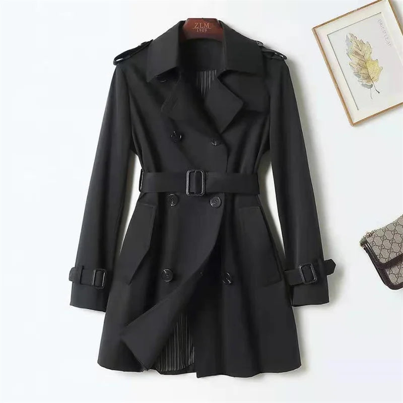 Trench Coat for Women Double Breasted British Trench Coats and Jackets Women 2024 Winter Clothes Women Tie Waist Long Coat Women