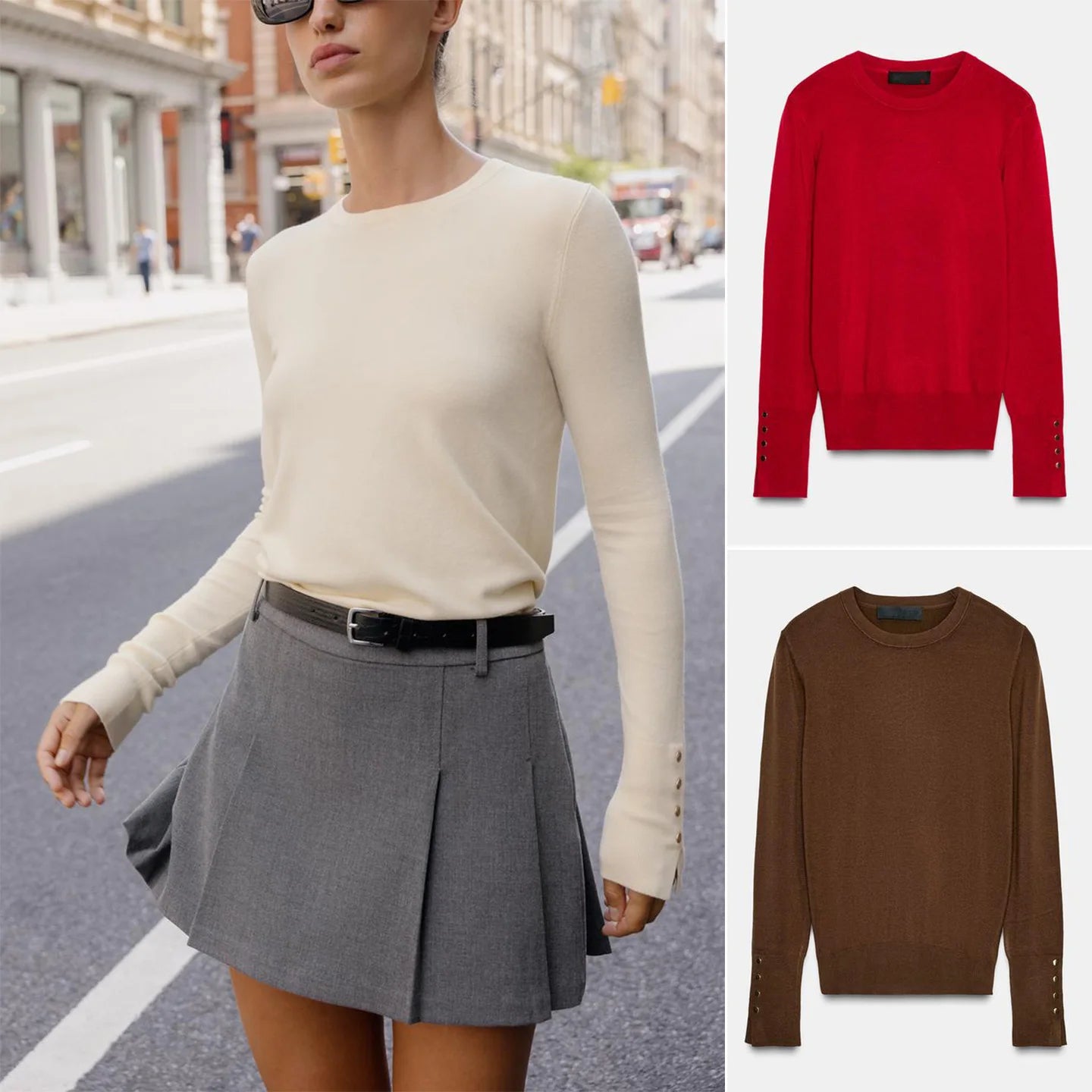 Winter New Women's Simple round Ne Long Sve Basic Flat Knitwear Top Polyester Fiber Casual Sle Faionable Girl's Clothes