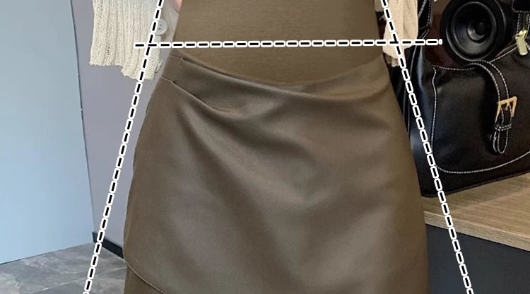 Irregular Bottoms PU Skirts for Maternity Autumn Winter Elastic Waist belly Pencil Clothes for Pregnant Women Youth Pregnancy