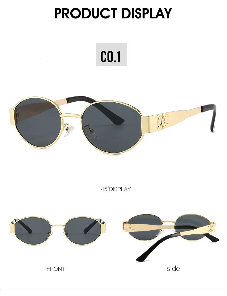 New Oval Frame Fashionable Sunglasses Metal Frame Personalized Sunglasses Ins Trendy Sunglasses For Friend Gifts
