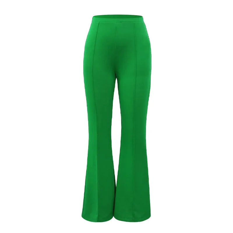 Women's Slim Bell-Bottoms Trousers Trendy Spring Autumn Pants Office Lady Solid Color Flared Trousers