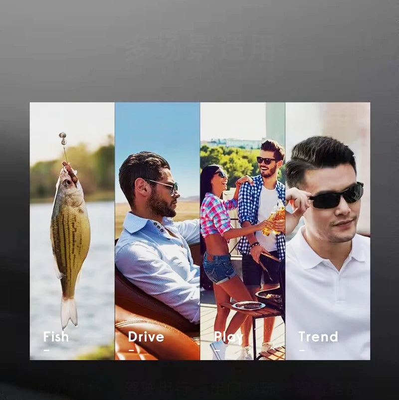 Men Sun Glasses Fishing Driving Fashion Sunglasses Anti-radiation Slim Light Changing Color Glasses Artistic Retro Metal Frame