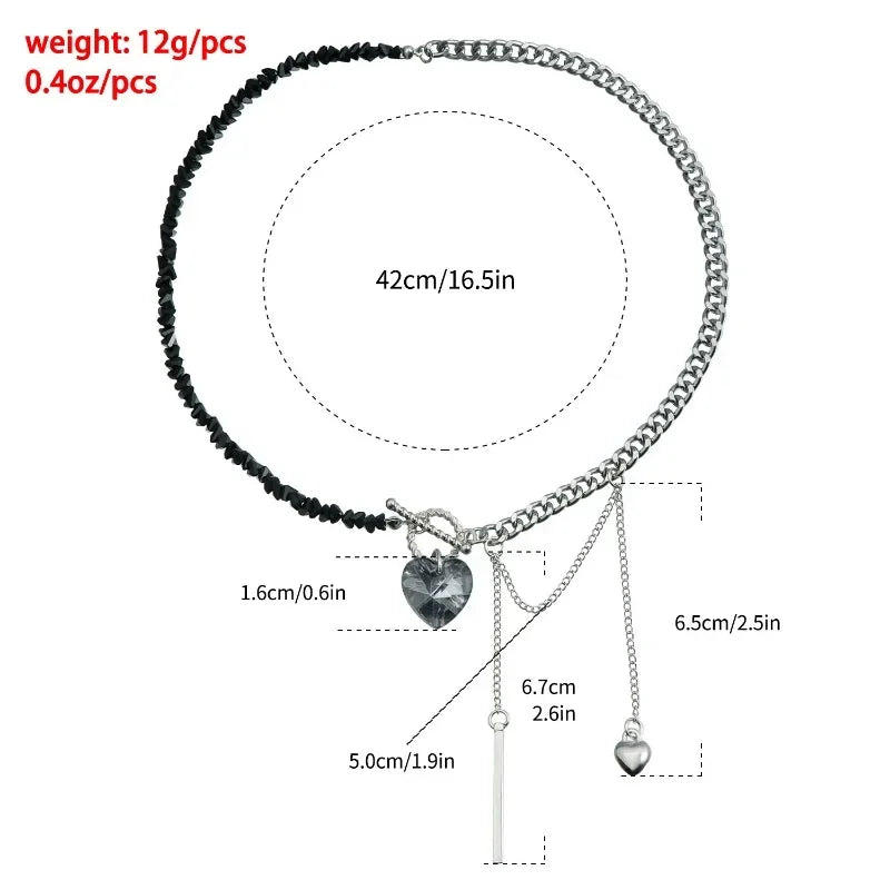 Layered Necklaces Heart Pendant Chain Jewellery Women Y2k Choker Glass Neck Collier Colar Feminino Cadenas Para Mujer for Girls