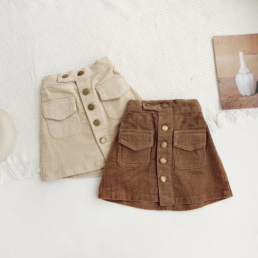 Short Skirt for Kids Girls Spring and Autumn Women's Baby Corduroy Hip Skirt Kids Solid Colour Short Skirt