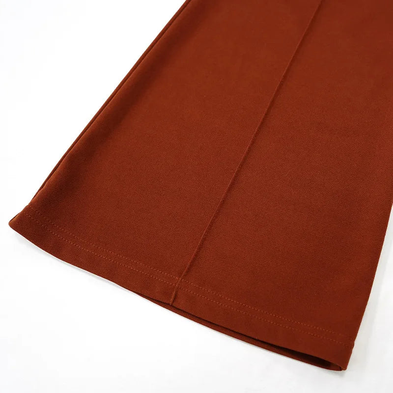 Women's Slim Bell-Bottoms Trousers Trendy Spring Autumn Pants Office Lady Solid Color Flared Trousers