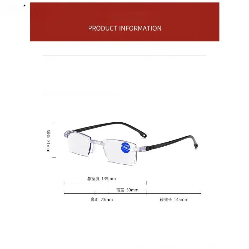 Minimalist Ultralight Reading Glasses  Men Women Retro HD Lens Blue Light Blocking Eyewear Classic Square Far Sight Eyeglasses