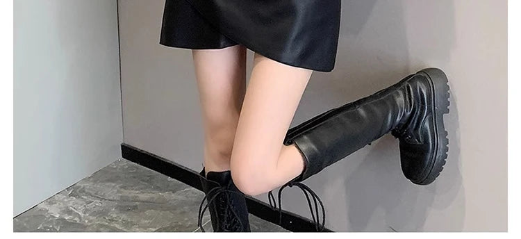 Irregular Bottoms PU Skirts for Maternity Autumn Winter Elastic Waist belly Pencil Clothes for Pregnant Women Youth Pregnancy