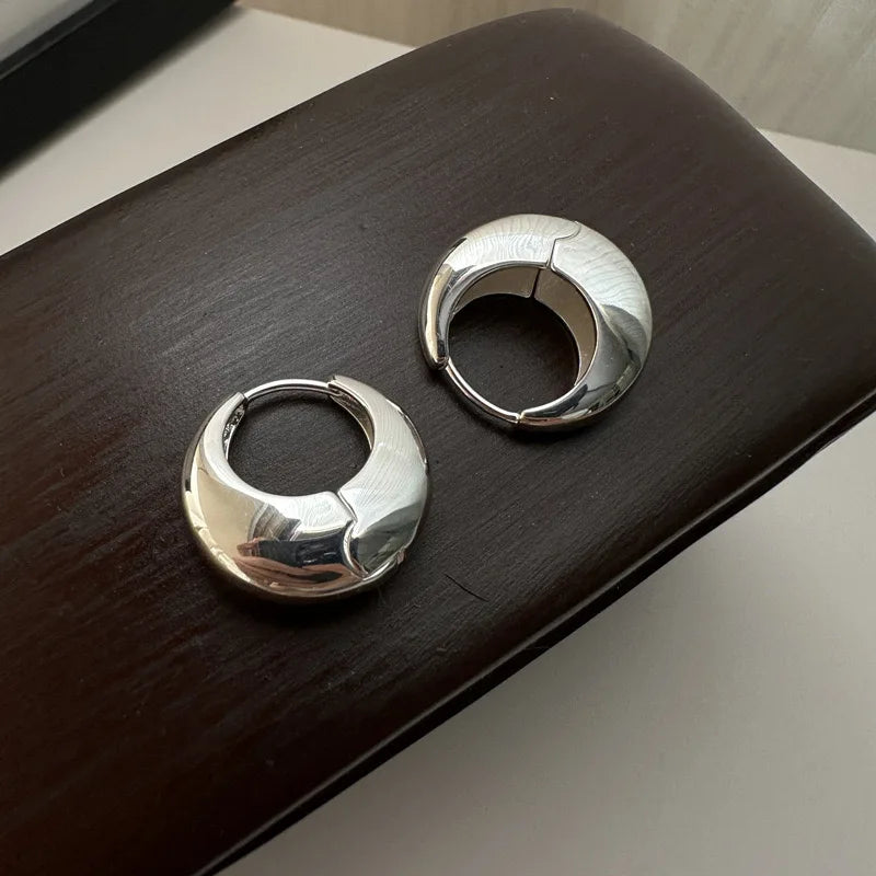 925 Sterling Silver Earrings For Women Trendy Simple Circle Handmade Earring Jewelry Prevent Allergy Party Accessories