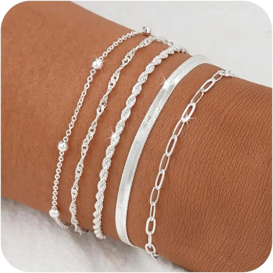 Gold Bracelets for Women, Elegant Adjustable 14K Gold Plated Trendy Minimalist Dainty Bracelet for Everyday Wear