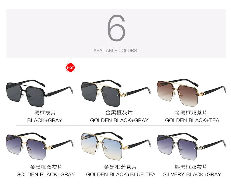 Men's Metal Sunglasses Square Half Frame Rice Nails Casual Trend Personality Retro Fashion Outdoor Sports Eyeglasses