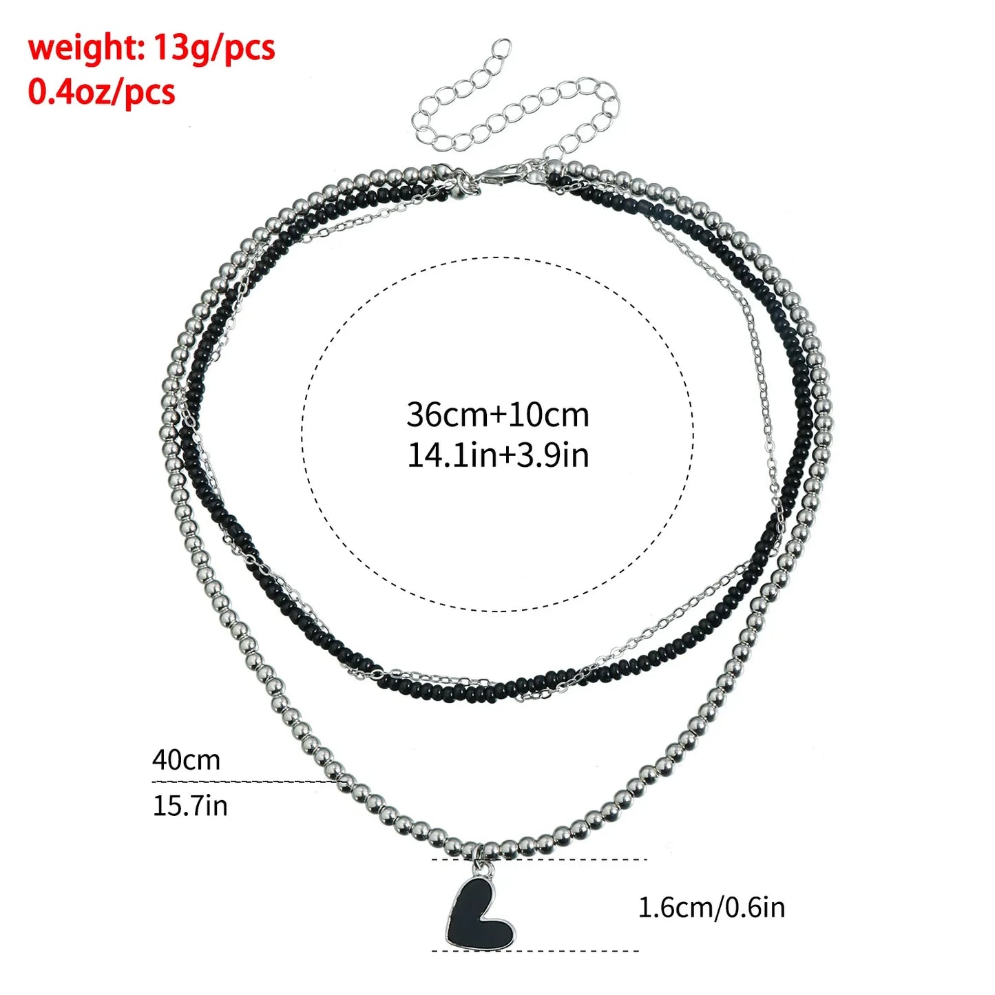 Layered Necklaces Heart Pendant Chain Jewellery Women Y2k Choker Glass Neck Collier Colar Feminino Cadenas Para Mujer for Girls
